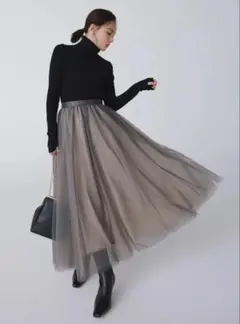 anuans シアーボリュームチュールスカート CHARCOAL GREY