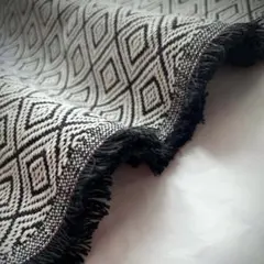 ⭐️菱形 オルテガ basic line ブラック ジャガード 生地 布 はぎれ