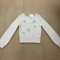 レッセパッセ アイボリー 花柄刺繍 ニットセーター 長袖　5号