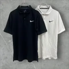 T-057 NIKE ナイキ Dri-FITポロシャツ 半袖 2枚セット 黒 白