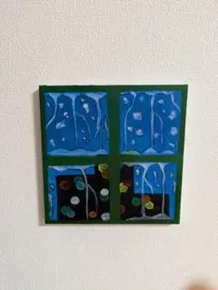 抽象画 　キャンバスアート　油絵　雨　夜　風景画