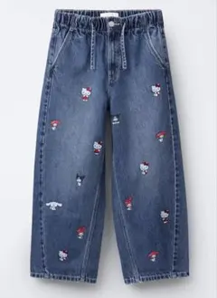 新品　ZARA バレルジーンズ ハローキティ