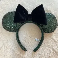 ディズニー カチューシャ グリーン ブラック リボン ミニー