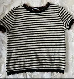 ZARA BASIC 半袖ボーダーニット　サマーニット　サマーセーター　M