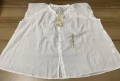 【新品】無印良品　ブラウス強撚ボイルフレンチスリーブブラウス　婦人　白　Mサイズ