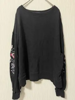 w closet 袖刺繍バックスリットスウェット黒Fのサムネイル
