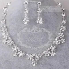 フラワーセット［イヤリングネックレス］ 花ブライダル結婚式ウエディング新品