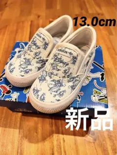 【新品】adidas Disney スリッポン ホワイト/ブルー　13.0cm