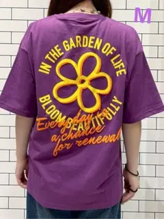 フラワー 発泡プリントTシャツ　パープル　Mのサムネイル