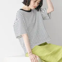 ボーダーショートカットプルオーバー