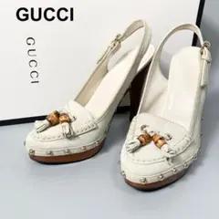 未使用 グッチ ウェッジソール バンブータッセル パンプス 35 1/2