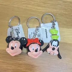 3個　ディズニー　Disney キーホルダー　ミッキー ミニー　グーフィー