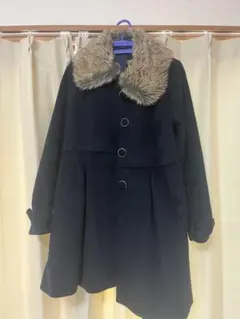 ネイビー ファー襟付きコート