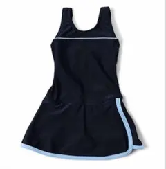 スクール水着 ワンピース スカート付 UPF50+ ネイビー 水色ライン