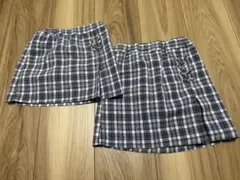美品 プティマイン チェック柄ボックスプリーツスカパン　姉妹セット110 90
