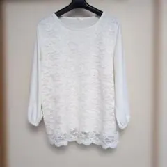 ★新品★未使用★レース2枚仕立てティシャツ★八分袖★のサムネイル