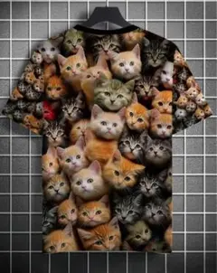 ポスター　アート　猫　アニマル　ブラック　メンズ　Tシャツ　Ⅿサイズ