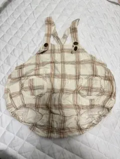 tete a tete チェック柄サスペンダー付きロンパース　80cm