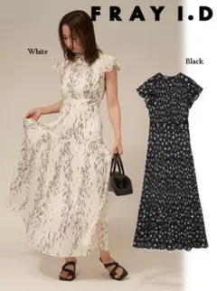 FRAY I.D フレイアイディー シフォンプリントプリーツワンピース