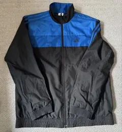 adidas ナイロンジャケット ブラック ブルー ジップアップ