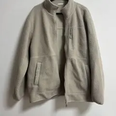 ベージュ フリースジャケット ジップアップ