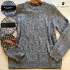 使用感少/XLサイズ✨ブラックレーベルクレストブリッジ ニット チェック グレー