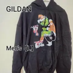 z161 【GILDAN】プリントパーカー（メンズL） ブラック