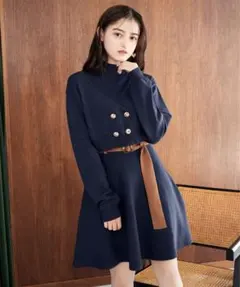 【値下げ中】レディアゼル REDYAZEL ニットミニワンピース （ネイビー）