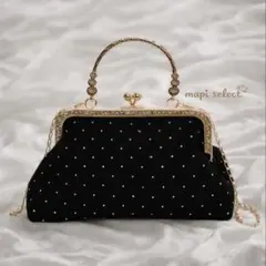 ラスト一点！ パーティバッグ ブラック がま口 クラッチ 結婚式 お呼ばれ
