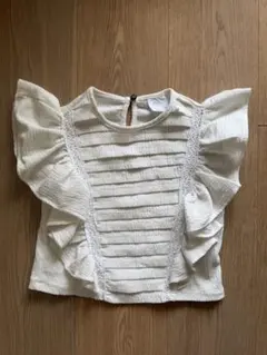 Zara kids フリル付きホワイトトップス 116