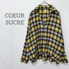 【クールシュクレ】長袖チェックシャツ スキッパーシャツ ネルシャツ S