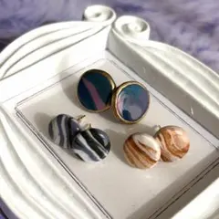 SALE【今日どれ着ける？】ハンドメイドピアス3点セットDサージカルステンレス