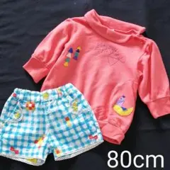 プチジャム かわいいパンツ チェック 80センチ キッズ服 セット 子供服 80