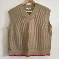 UNIQLO C ベージュ Vネック ニットベスト L