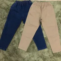 デニム・ベージュ 2色 ロングパンツ