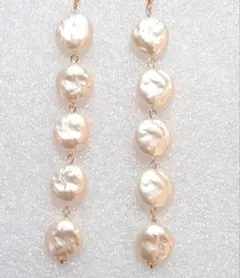 バロックパール風5連ピアス　オフホワイト