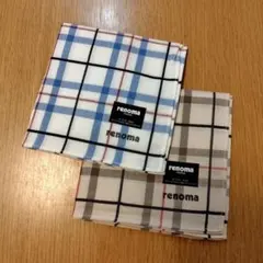 renoma チェック柄ハンカチ 2枚セット