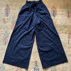 ネイビー ワイドパンツ リボン付き