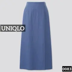 0083 UNIQLO リネンレーヨンナロースカート ブルー