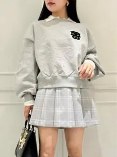 snidel グレー チェック柄 プリーツスカート