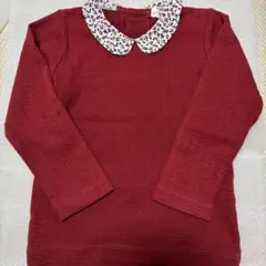 SIMPLE FREE 赤 Tシャツ 80 花柄襟