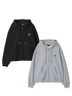 WOOALONG グレーパーカー ジップパーカー