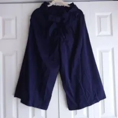 ネイビー ストライプ ガウチョパンツ