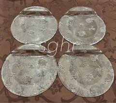 新品 sghr スガハラ スガハラグラス バラ 薔薇 プレート 皿 4枚セット