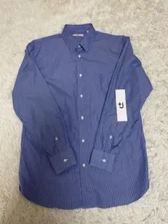 ユニクロ　+j ブロードシャツ　ストライプ　63ブルー