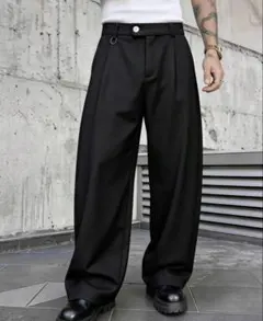 90s poly×rayon 3tuck stripe wide slacks 90s poly×rayon 3tuck stripe wide slacks | Mercari