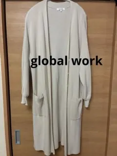 GLOBAL WORK 洗えるアゼロングカーディガン L