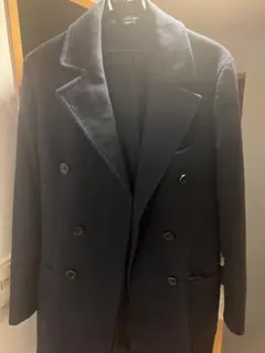 ダークブルー ダブルブレスト チェスターコート