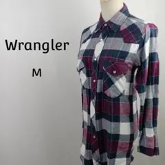 Wrangler　長袖　ロング丈　ウエスタンシャツ　M　チェック柄　ヴィンテージ