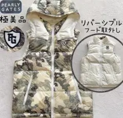 極美品　パーリーゲイツ　ダウン　ベスト　リバーシブル　迷彩　カモ柄　ホワイト　白